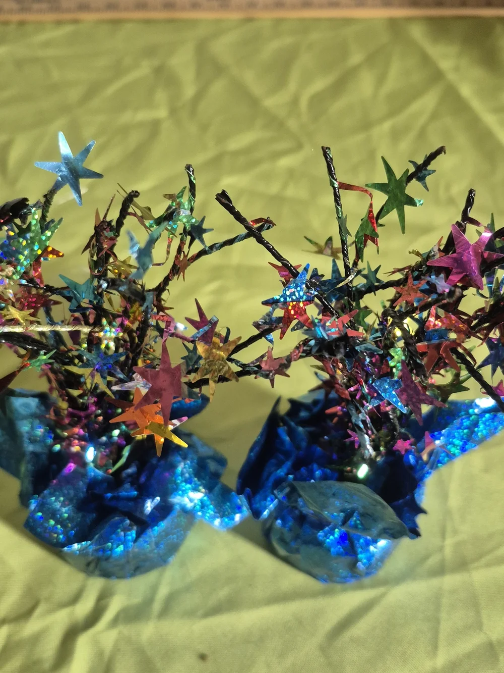Blue Holographic Starburst Table Centerpieces/weights- Pair